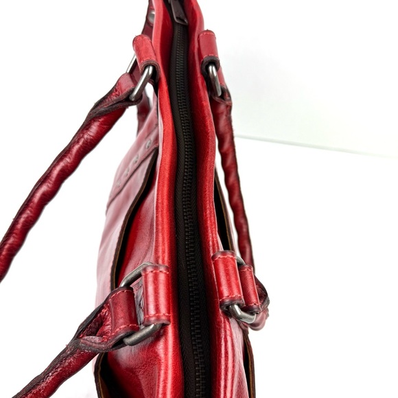 Patricia Nash Carducci Ochre Handbag Distressed Red Leather Purse Long Strap - Picture 7 of 16